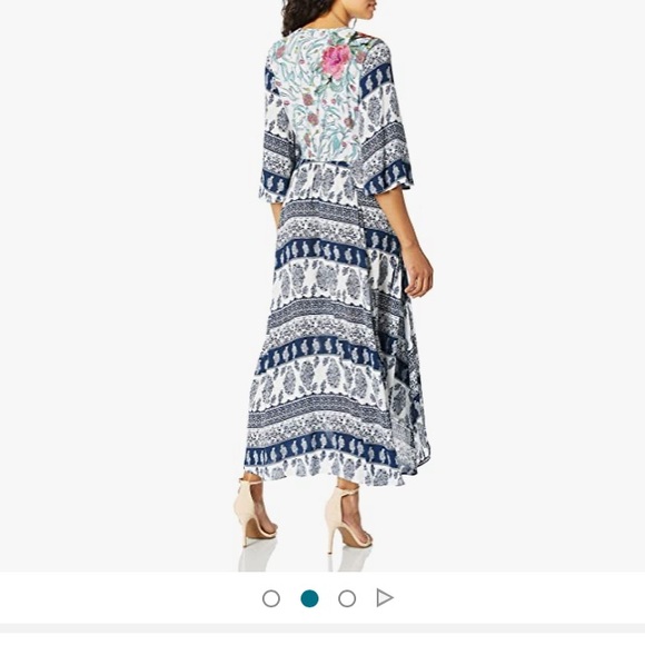 Tribal Femme Crinkle Gauze Faux Wrap Dress Medium - Picture 3 of 6